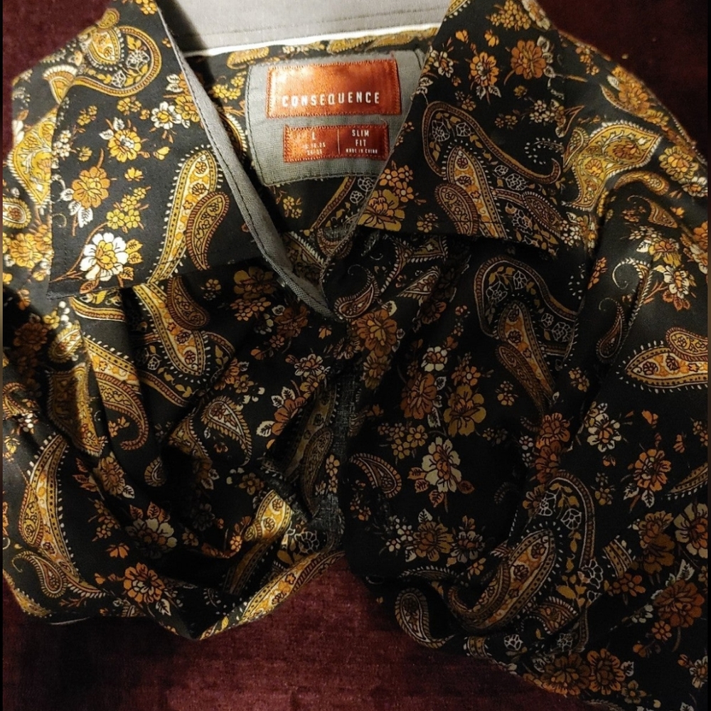 Large and gold with black very fancy shirt